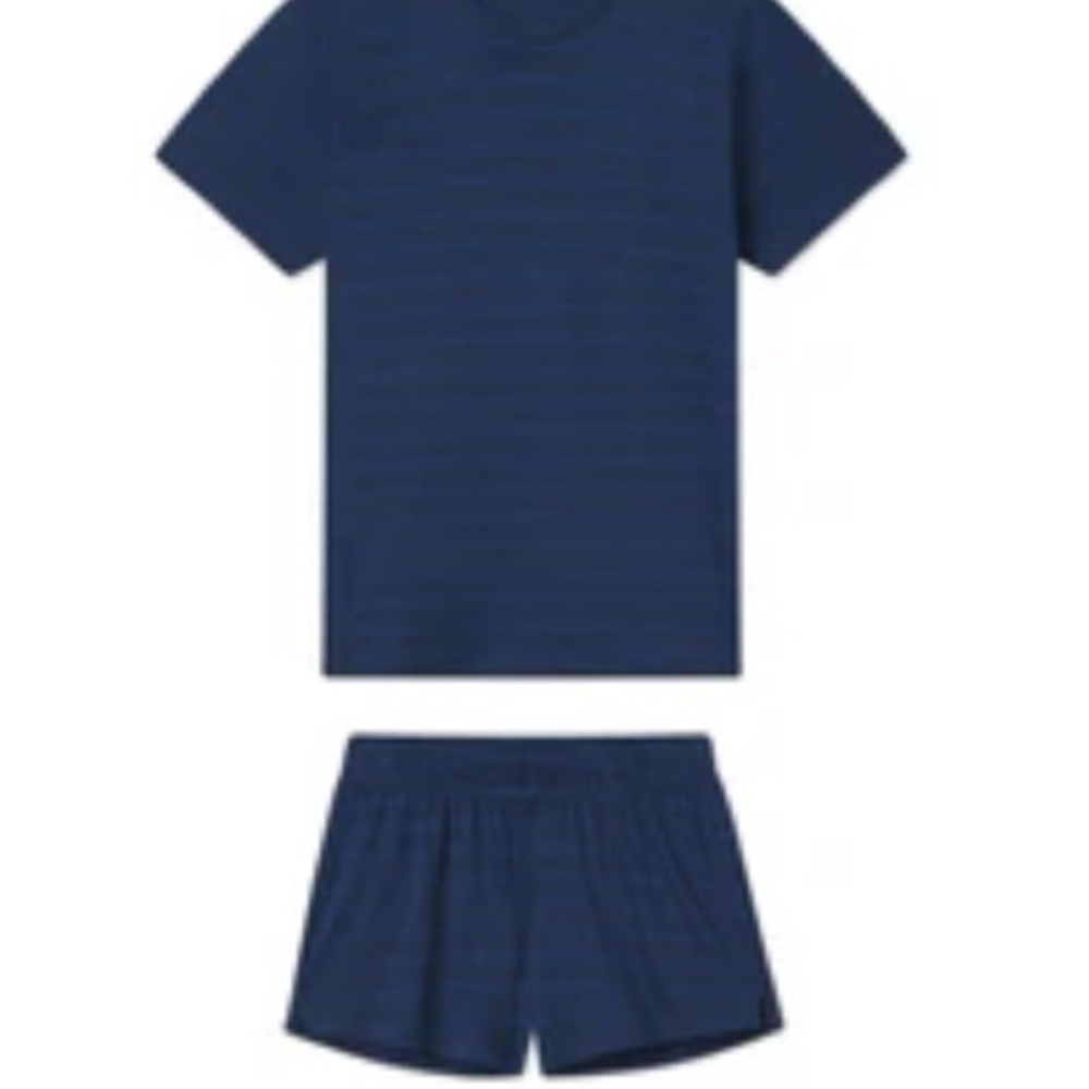 LAKE Pima Crew Shorts Set in Nightfall Anchor Stripe NWOT
